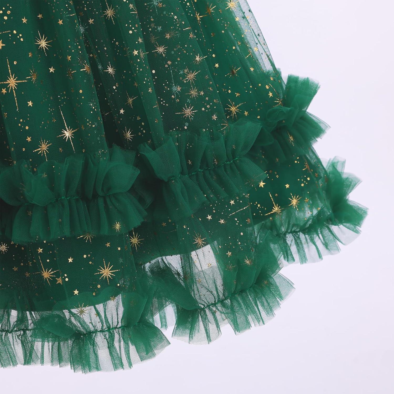 imageIDOPIP Toddler Baby Girls Sequin Heart Tutu Dress Pageant Wedding Flower Girl Dresses Princess Birthday Party Bowknot GownsDark Green
