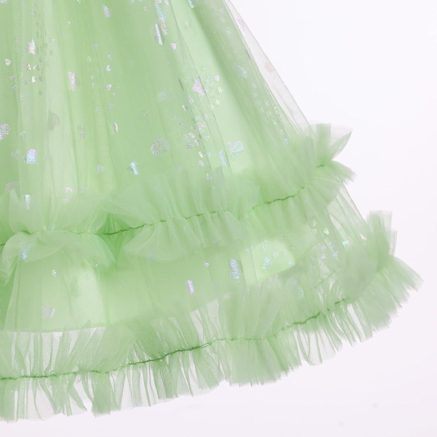imageIDOPIP Toddler Baby Girls Sequin Heart Tutu Dress Pageant Wedding Flower Girl Dresses Princess Birthday Party Bowknot GownsGreen  Long Sleeve