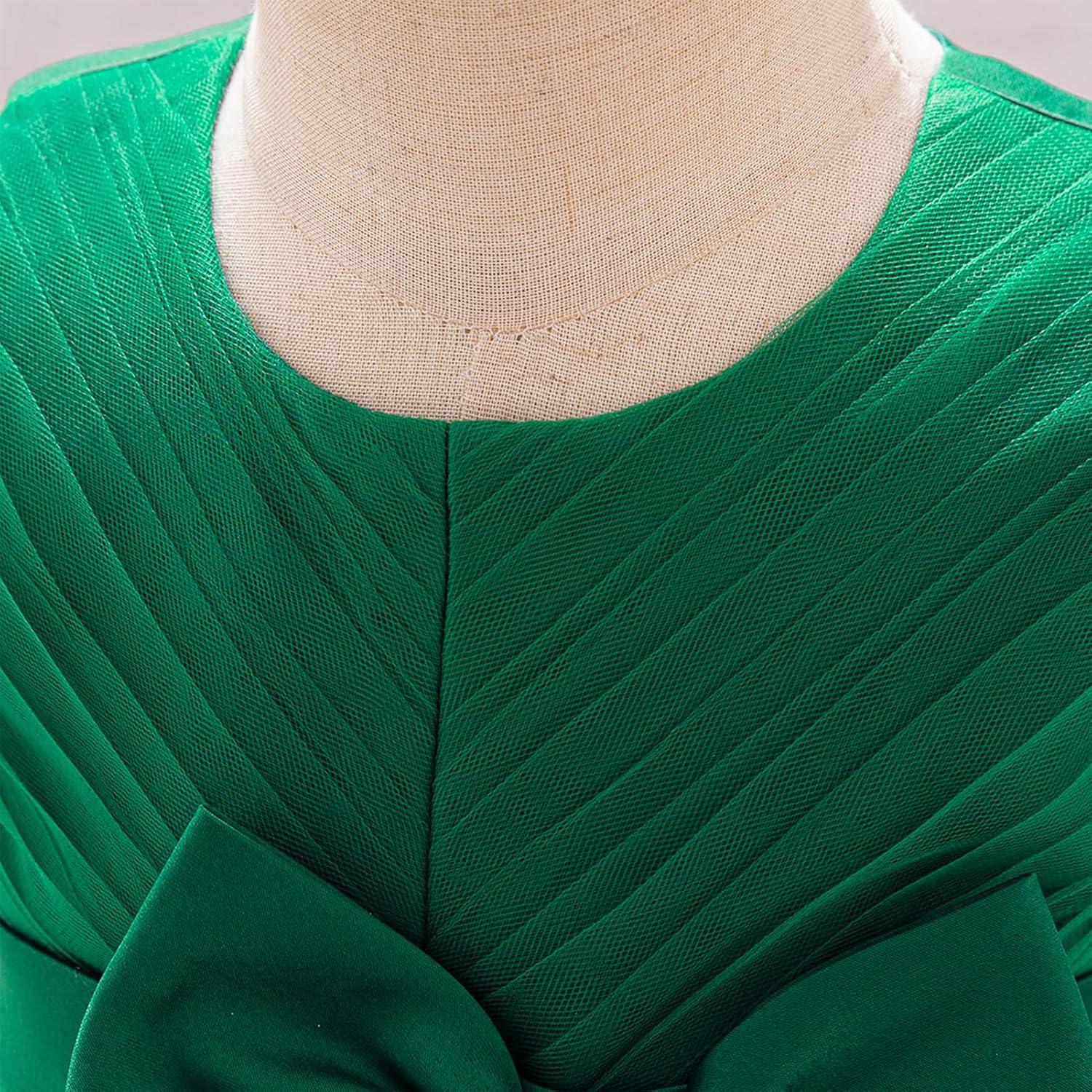 imageIDOPIP Toddler Flower Girl Dress Sequin Bowknot Pageant Wedding Princess Birthday Party Dresses Tulle Tutu Formal Ball Gown Green