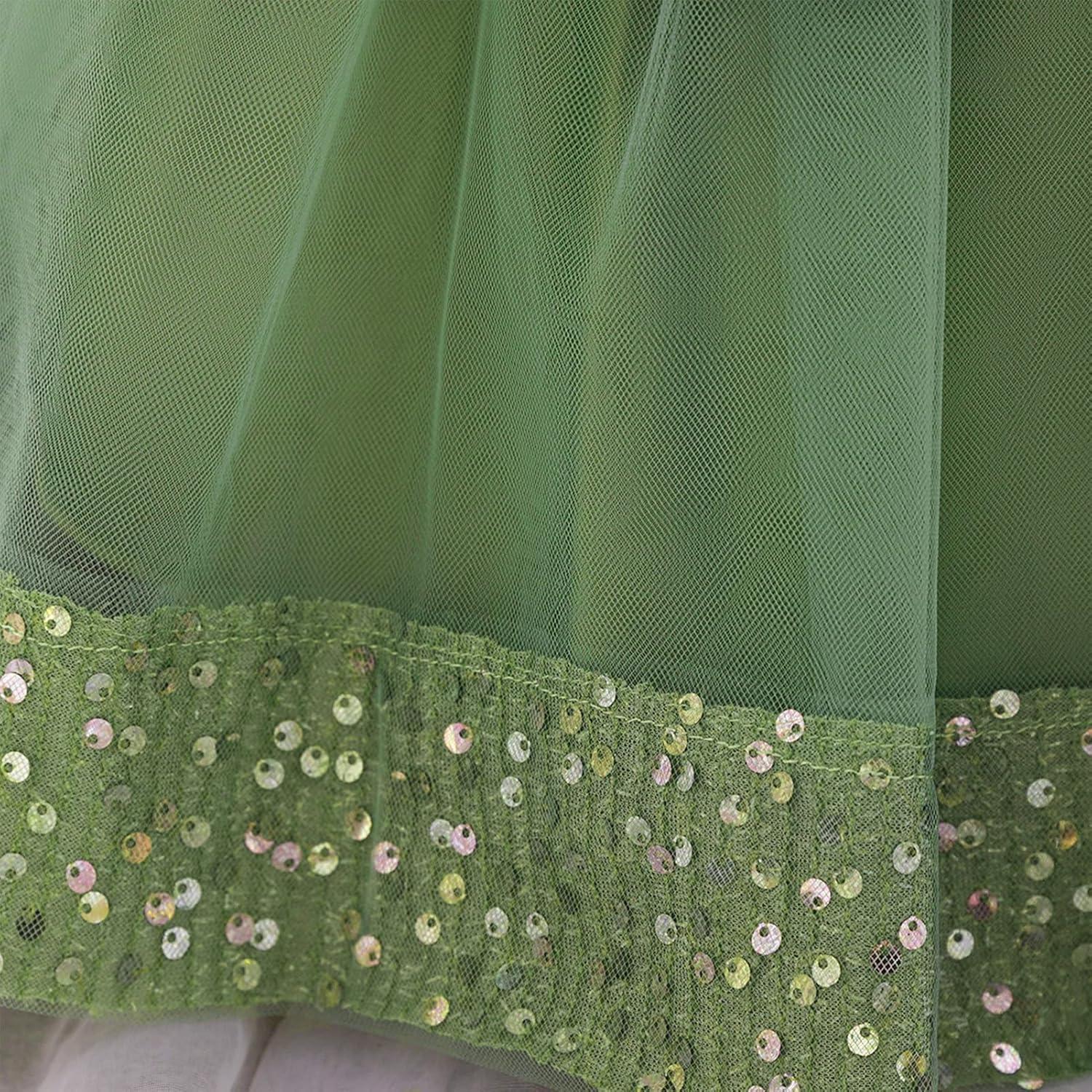 imageIDOPIP Toddler Flower Girl Dress Sequin Bowknot Pageant Wedding Princess Birthday Party Dresses Tulle Tutu Formal Ball Gown Sage Green