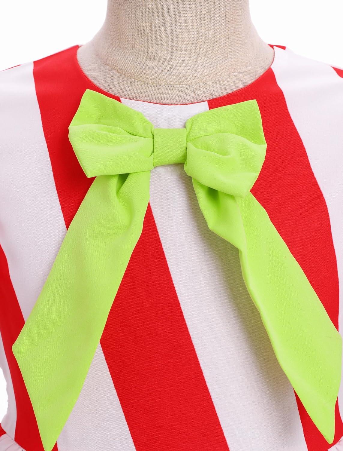 imageIDOPIP Toddler Girls Christmas Dress Puff Sleeve Tutu Dress Princess Baptism Ruffle Tulle Dress Cake Smash Photo Shoot OutfitRed  White Striped