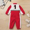 imageIDOPIP Baby Boys 1st 2nd Birthday Outfit Race Car Driver Romper Girls Racer Jumpsuit Kids Racing Suit Toddler Dress up OutfitRed 1