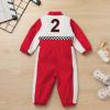 imageIDOPIP Baby Boys 1st 2nd Birthday Outfit Race Car Driver Romper Girls Racer Jumpsuit Kids Racing Suit Toddler Dress up OutfitRed 2