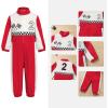 imageIDOPIP Baby Boys 1st 2nd Birthday Outfit Race Car Driver Romper Girls Racer Jumpsuit Kids Racing Suit Toddler Dress up OutfitRed 2