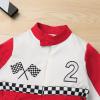imageIDOPIP Baby Boys 1st 2nd Birthday Outfit Race Car Driver Romper Girls Racer Jumpsuit Kids Racing Suit Toddler Dress up OutfitRed 2