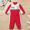 imageIDOPIP Baby Boys 1st 2nd Birthday Outfit Race Car Driver Romper Girls Racer Jumpsuit Kids Racing Suit Toddler Dress up OutfitRed 2
