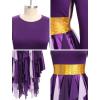 imageIDOPIP Metallic Praise Dance Dress for Women Asymmetric Ruffle Overlay Dresses Liturgical Lyrical Dancewear Worship CostumePurple