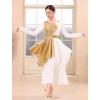 imageIDOPIP Metallic Praise Dance Dress for Women Asymmetric Ruffle Overlay Dresses Liturgical Lyrical Dancewear Worship CostumeWhite