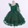 imageIDOPIP Toddler Baby Girls Sequin Heart Tutu Dress Pageant Wedding Flower Girl Dresses Princess Birthday Party Bowknot GownsDark Green