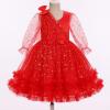 imageIDOPIP Toddler Baby Girls Sequin Heart Tutu Dress Pageant Wedding Flower Girl Dresses Princess Birthday Party Bowknot GownsRed Stars  Long Sleeve