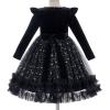 imageIDOPIP Toddler Baby Girls Velvet Tutu Dress Long Sleeve Princess Christmas Birthday Party Wedding Dresses Fall Winter ClothesBlack  Sequin