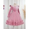 imageIDOPIP Toddler Baby Girls Velvet Tutu Dress Long Sleeve Princess Christmas Birthday Party Wedding Dresses Fall Winter ClothesDusty Pink  Sequin