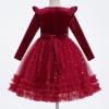imageIDOPIP Toddler Baby Girls Velvet Tutu Dress Long Sleeve Princess Christmas Birthday Party Wedding Dresses Fall Winter ClothesRed  Sequin