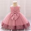 imageIDOPIP Toddler Flower Girl Dress Sequin Bowknot Pageant Wedding Princess Birthday Party Dresses Tulle Tutu Formal Ball Gown Dusty Pink