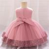 imageIDOPIP Toddler Flower Girl Dress Sequin Bowknot Pageant Wedding Princess Birthday Party Dresses Tulle Tutu Formal Ball Gown Dusty Pink