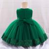 imageIDOPIP Toddler Flower Girl Dress Sequin Bowknot Pageant Wedding Princess Birthday Party Dresses Tulle Tutu Formal Ball Gown Green