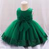 imageIDOPIP Toddler Flower Girl Dress Sequin Bowknot Pageant Wedding Princess Birthday Party Dresses Tulle Tutu Formal Ball Gown Green