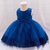 imageIDOPIP Toddler Flower Girl Dress Sequin Bowknot Pageant Wedding Princess Birthday Party Dresses Tulle Tutu Formal Ball Gown Royal Blue