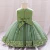 imageIDOPIP Toddler Flower Girl Dress Sequin Bowknot Pageant Wedding Princess Birthday Party Dresses Tulle Tutu Formal Ball Gown Sage Green