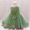 imageIDOPIP Toddler Flower Girl Dress Sequin Bowknot Pageant Wedding Princess Birthday Party Dresses Tulle Tutu Formal Ball Gown Sage Green