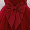 imageIDOPIP Toddler Flower Girl Dress Sequin Bowknot Pageant Wedding Princess Birthday Party Dresses Tulle Tutu Formal Ball Gown Wine Red
