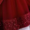 imageIDOPIP Toddler Flower Girl Dress Sequin Bowknot Pageant Wedding Princess Birthday Party Dresses Tulle Tutu Formal Ball Gown Wine Red