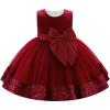 imageIDOPIP Toddler Flower Girl Dress Sequin Bowknot Pageant Wedding Princess Birthday Party Dresses Tulle Tutu Formal Ball Gown Wine Red