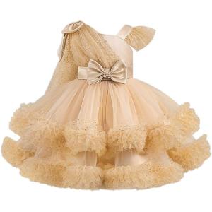 imageIDOPIP Toddler Baby Girls Sequin Heart Tutu Dress Pageant Wedding Flower Girl Dresses Princess Birthday Party Bowknot GownsChampagne  Ruffle