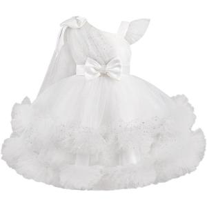 imageIDOPIP Toddler Baby Girls Sequin Heart Tutu Dress Pageant Wedding Flower Girl Dresses Princess Birthday Party Bowknot GownsWhite  Ruffle