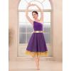 imageIDOPIP Metallic Color Block Praise Dance Overlay Dress for Women Asymmetrical One Shoulder Worship Tunic Liturgical DancewearPurple