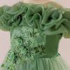 imageIDOPIP Sequin Embroidery Flower Girl Maxi Dress for Wedding Party Birthday Princess Dresses Pageant Ruffle Cold Shoulder GownSage Green