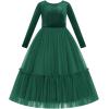 imageIDOPIP Embroidery Flower Girl Velvet Tutu Dress for Kids Princess Birthday Party Pageant Wedding Dresses Fall Winter ClothesEmerald Green  Smocked