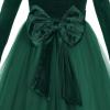 imageIDOPIP Embroidery Flower Girl Velvet Tutu Dress for Kids Princess Birthday Party Pageant Wedding Dresses Fall Winter ClothesEmerald Green  Smocked