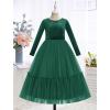 imageIDOPIP Embroidery Flower Girl Velvet Tutu Dress for Kids Princess Birthday Party Pageant Wedding Dresses Fall Winter ClothesEmerald Green  Smocked
