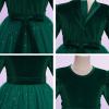 imageIDOPIP Embroidery Flower Girl Velvet Tutu Dress for Kids Princess Birthday Party Pageant Wedding Dresses Fall Winter ClothesEmerald Green Stars
