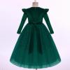 imageIDOPIP Embroidery Flower Girl Velvet Tutu Dress for Kids Princess Birthday Party Pageant Wedding Dresses Fall Winter ClothesEmerald Green Stars