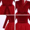 imageIDOPIP Embroidery Flower Girl Velvet Tutu Dress for Kids Princess Birthday Party Pageant Wedding Dresses Fall Winter ClothesRed Stars