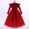 imageIDOPIP Embroidery Flower Girl Velvet Tutu Dress for Kids Princess Birthday Party Pageant Wedding Dresses Fall Winter ClothesRed Stars