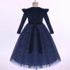 imageIDOPIP Embroidery Flower Girl Velvet Tutu Dress for Kids Princess Birthday Party Pageant Wedding Dresses Fall Winter ClothesRoyal Blue Stars