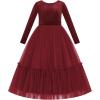 imageIDOPIP Embroidery Flower Girl Velvet Tutu Dress for Kids Princess Birthday Party Pageant Wedding Dresses Fall Winter ClothesWine Red  Smocked