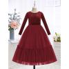 imageIDOPIP Embroidery Flower Girl Velvet Tutu Dress for Kids Princess Birthday Party Pageant Wedding Dresses Fall Winter ClothesWine Red  Smocked