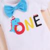 imageBaby Boys Lion Cake Smash Outfit Wild One Birthday Romper Suspenders Shorts Headband Jungle Animal Costume Photo ShootBlue Dinosaur One