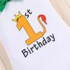 imageBaby Boys Lion Cake Smash Outfit Wild One Birthday Romper Suspenders Shorts Headband Jungle Animal Costume Photo ShootGreen Lion