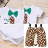 imageIDOPIP Jungle Theme 1st Birthday Outfit for Baby Boy Safari Animals Romper Suspenders Shorts with Tail Clothes Set for PhotoGiraffe