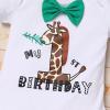 imageIDOPIP Jungle Theme 1st Birthday Outfit for Baby Boy Safari Animals Romper Suspenders Shorts with Tail Clothes Set for PhotoGiraffe