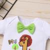 imageIDOPIP Jungle Theme 1st Birthday Outfit for Baby Boy Safari Animals Romper Suspenders Shorts with Tail Clothes Set for PhotoLion