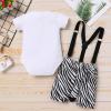 imageIDOPIP Jungle Theme 1st Birthday Outfit for Baby Boy Safari Animals Romper Suspenders Shorts with Tail Clothes Set for PhotoZebra