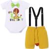 imageIDOPIP Jungle Theme 1st Birthday Outfit for Baby Boy Safari Animals Romper Suspenders Shorts with Tail Clothes Set for PhotoLion