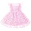 imageFlower Girl Flutter Bowknot Tutu Dress for Infant Baby Christening Baptism Formal Wedding Birthday Party Tulle DressesPink