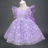 imageFlower Girl Flutter Bowknot Tutu Dress for Infant Baby Christening Baptism Formal Wedding Birthday Party Tulle DressesPurple